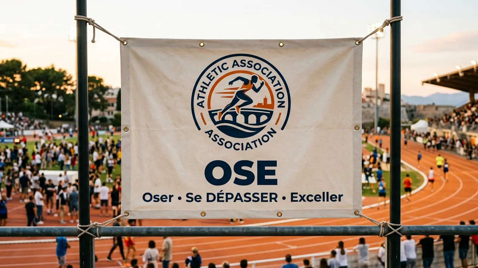 Bannière officielle et emblème de l'association OSE lors d'un rassemblement civique